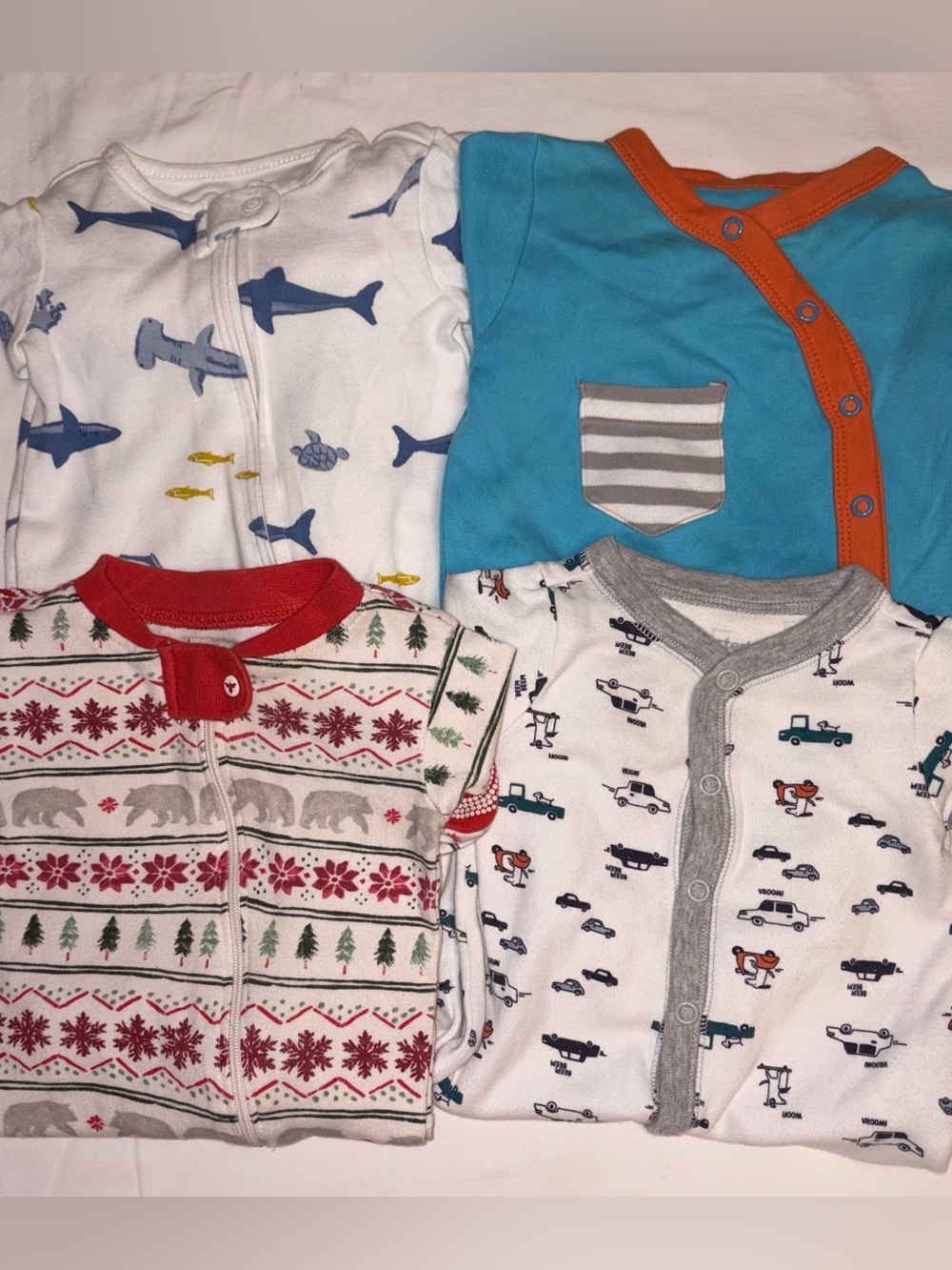 Bundle of 4 sleepers sz 0-3 months Assorted Name Brands EUC
